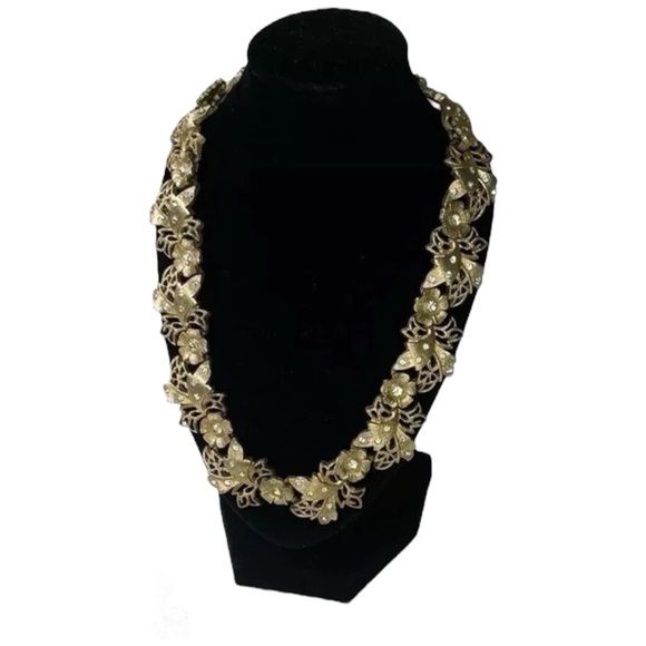 Vintage Signed Kramer Choker Necklace AB Rhinestones Gold Tone 12-16” Adjustable - Picture 2 of 15